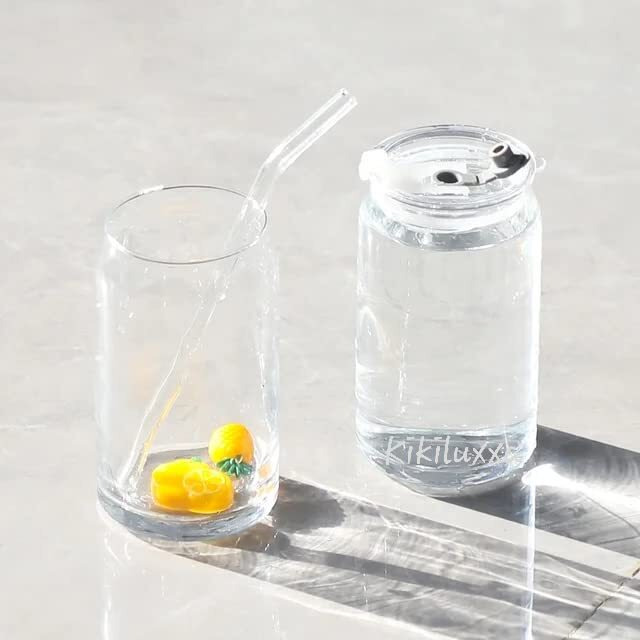 Kikiluxxa Green Tea Glass Fuit Milk Juice Sipper Tumbler Mug With Lid And Glass Straw Cup For Kids-540Ml - Pack Of 1 - Beer And Soda/Tea/Coffee Can Sipper Wtih Lid Straw