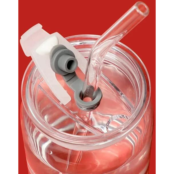 Kikiluxxa Green Tea Glass Fuit Milk Juice Sipper Tumbler Mug With Lid And Glass Straw Cup For Kids-540Ml - Pack Of 1 - Beer And Soda/Tea/Coffee Can Sipper Wtih Lid Straw