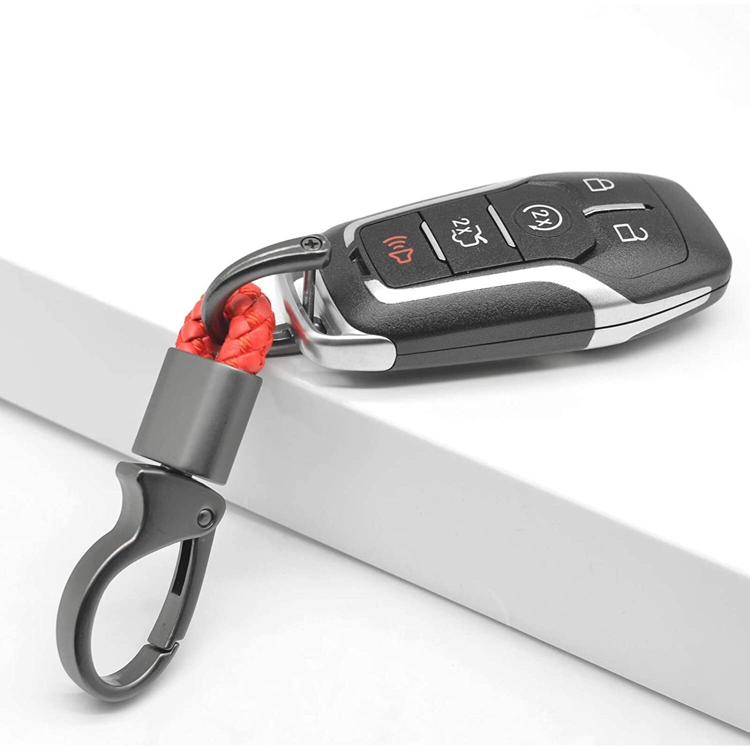 Contacts Red Braided Keychain Leather Strap Keyring Accessories Car Key Chain Ring Pu Rope Hook1 Keyring With Zinc Alloy (Pack Of 1) | Zinc