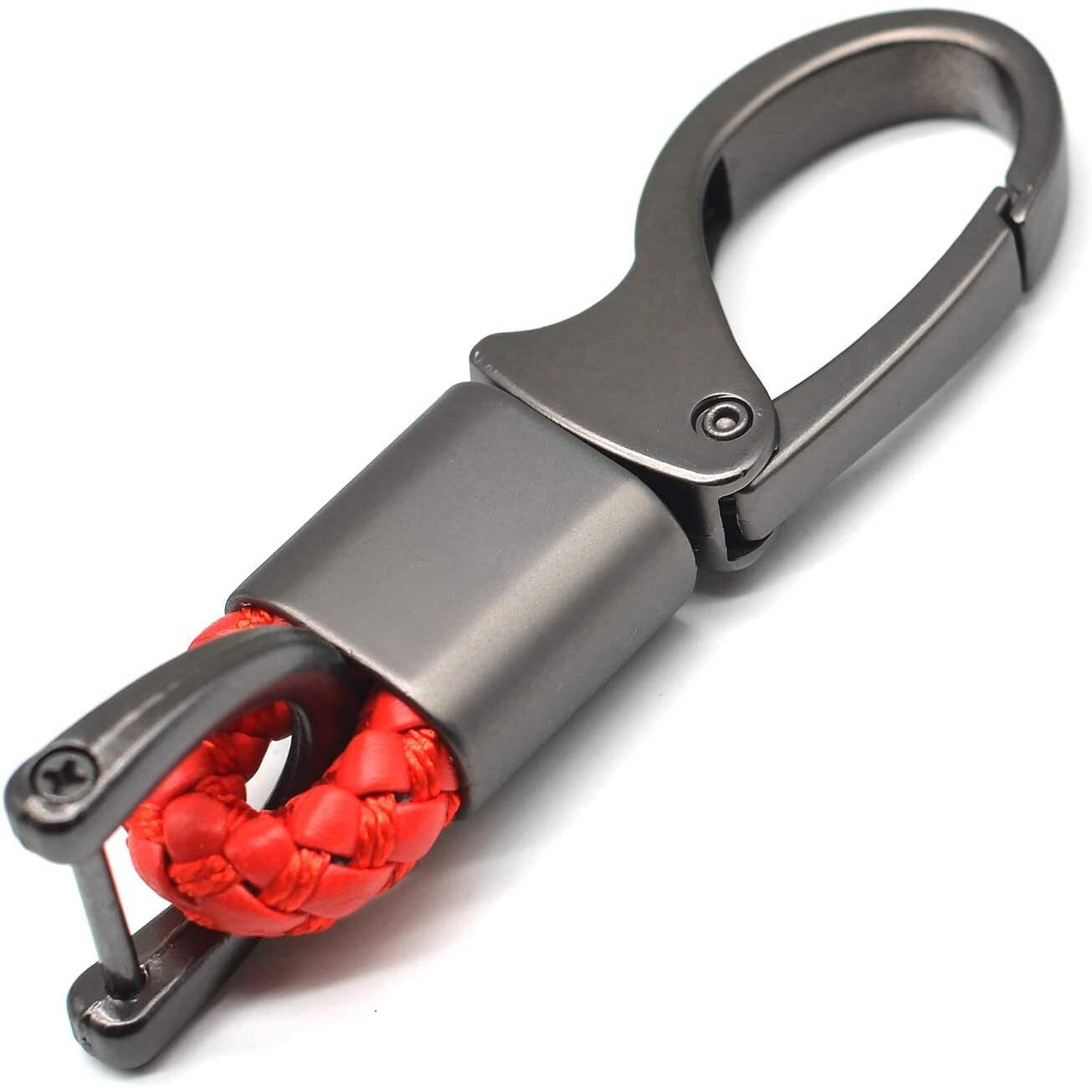 Contacts Red Braided Keychain Leather Strap Keyring Accessories Car Key Chain Ring Pu Rope Hook1 Keyring With Zinc Alloy (Pack Of 1) | Zinc