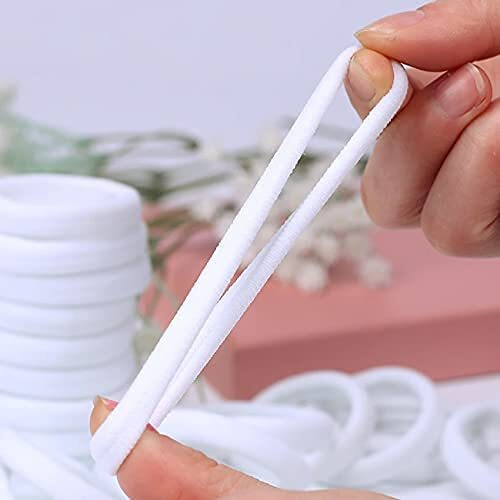 Diversa Elastic Hair Rubber Band Polytail Hair Ties For Women And Girls (White, Pack Of 50 Pcs)