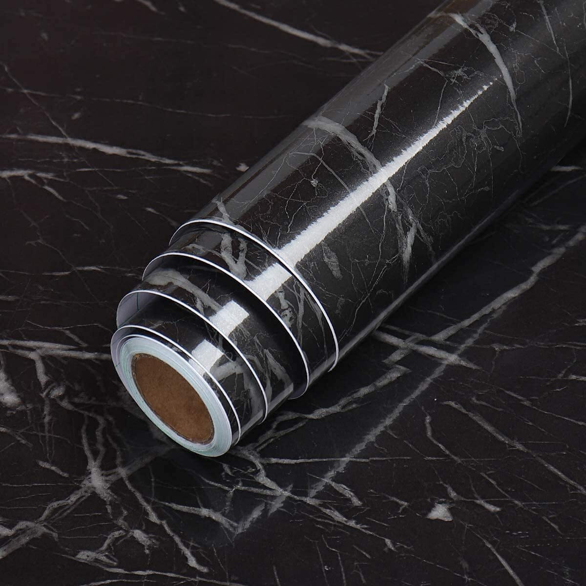 Vaidika Kitchen Counter Top Sheet Oil Proof Stickers For Wall, Wallpaper Foil Heat Resistant Waterproof Sheets, Countertop Vinyl Self Adhesive Glossy Wallpaper (2M Black Zra)