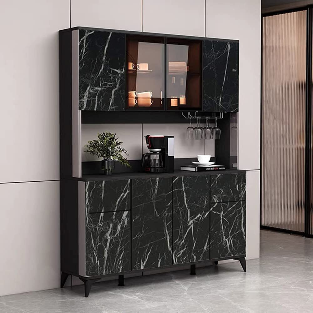 Vaidika Kitchen Counter Top Sheet Oil Proof Stickers For Wall, Wallpaper Foil Heat Resistant Waterproof Sheets, Countertop Vinyl Self Adhesive Glossy Wallpaper (2M Black Zra)