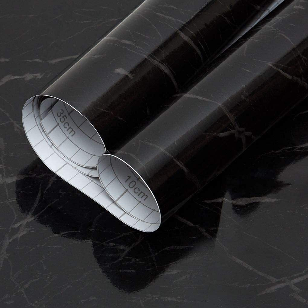 Vaidika Marble Foil Sheet For Kitchen, Kitchen Wallpaper Vinyl Sheet, Oil Proof And Waterproof Wallpaper For Kitchen, Kitchen Wall Stickers Heat Resistant (2 M Black Naa1)