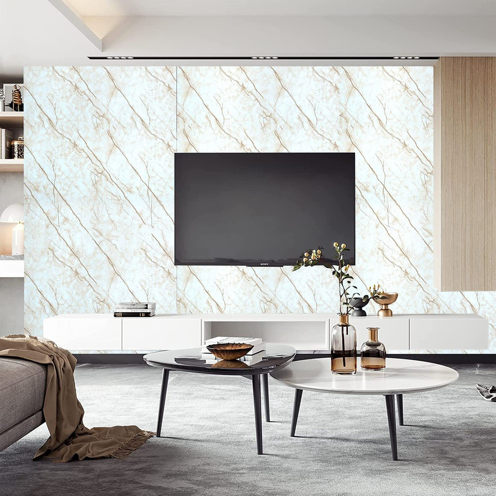 Vaidika Stickers For Walls Of Home, Marble Foil Sheet For Kitchen, Kitchen Wallpaper Vinyl Sheet, Oil Proof And Waterproof Wallpaper For Kitchen, Kitchen Wall Stickers Heat Resistant (2 M Cream Naa1)