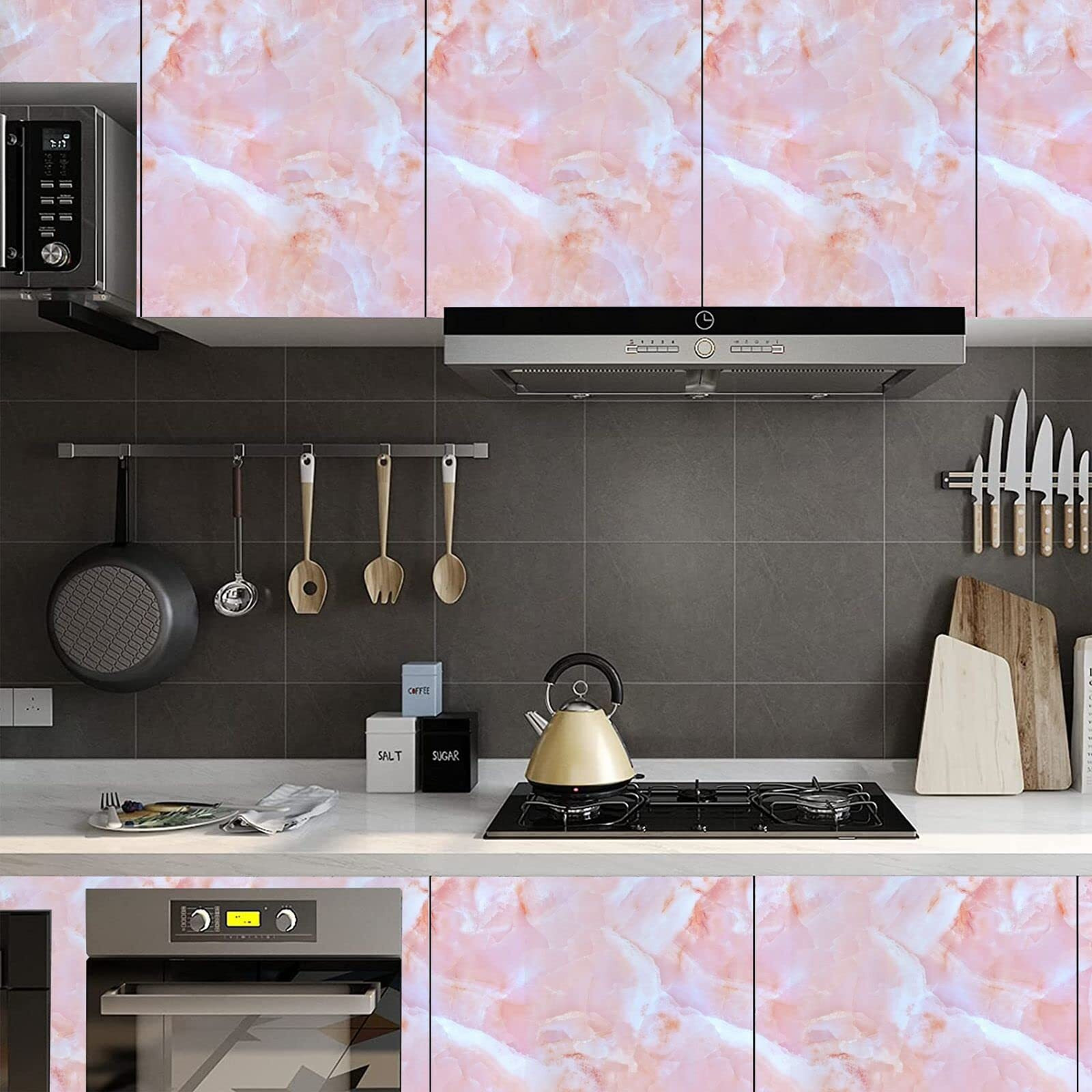 Vaidika Marble Foil Sheet For Kitchen, Kitchen Wallpaper Vinyl Sheet, Oil Proof And Waterproof Wallpaper For Kitchen, Kitchen Wall Stickers Heat Resistant (2 M Orange Naa1)