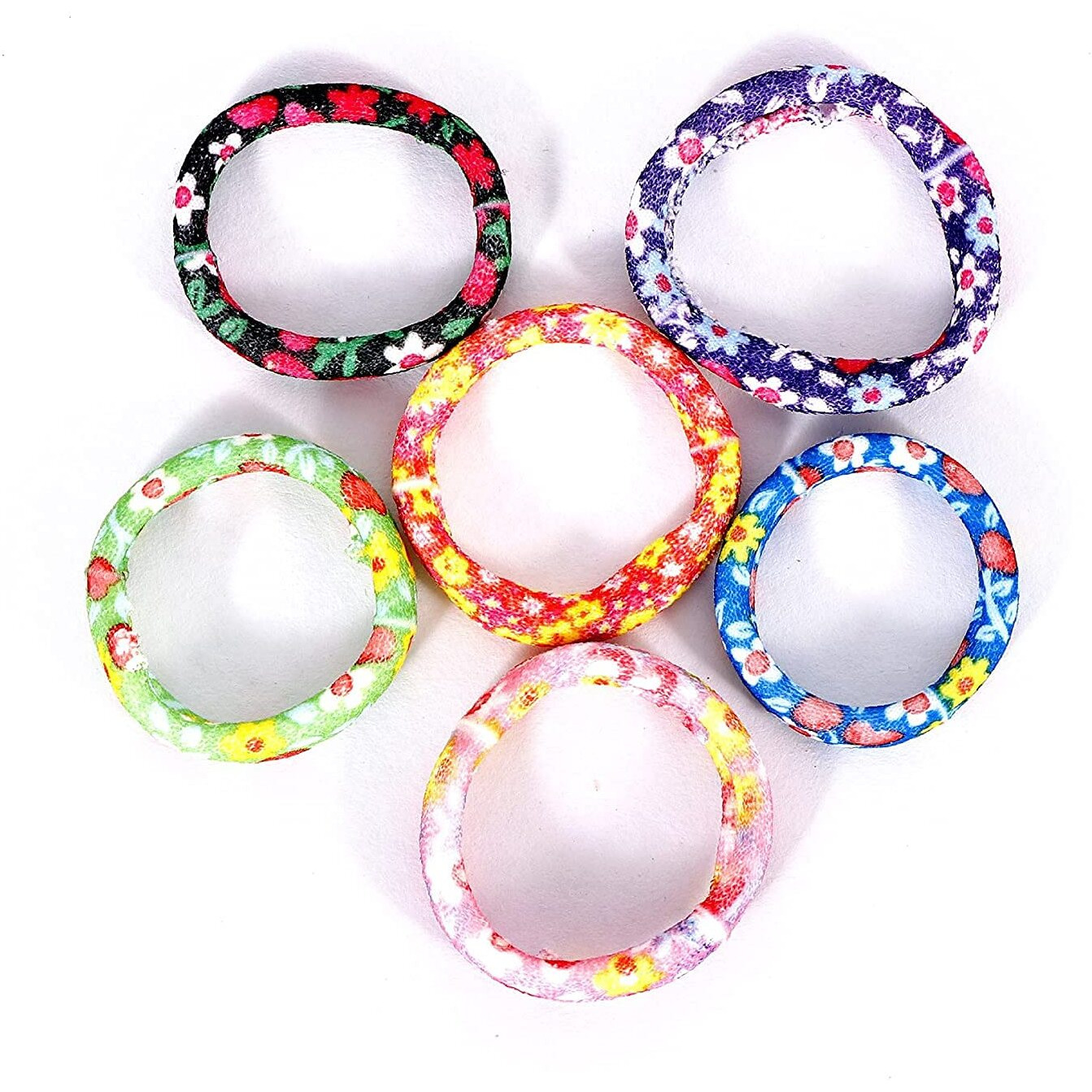 Diversa Multiprinted Hair Elastic Cotton Stretchable Rubber Bands Polytail Hair Ties For Women And Girls (Multicolor, Pack Of 48 Pcs) - Multi-Printed