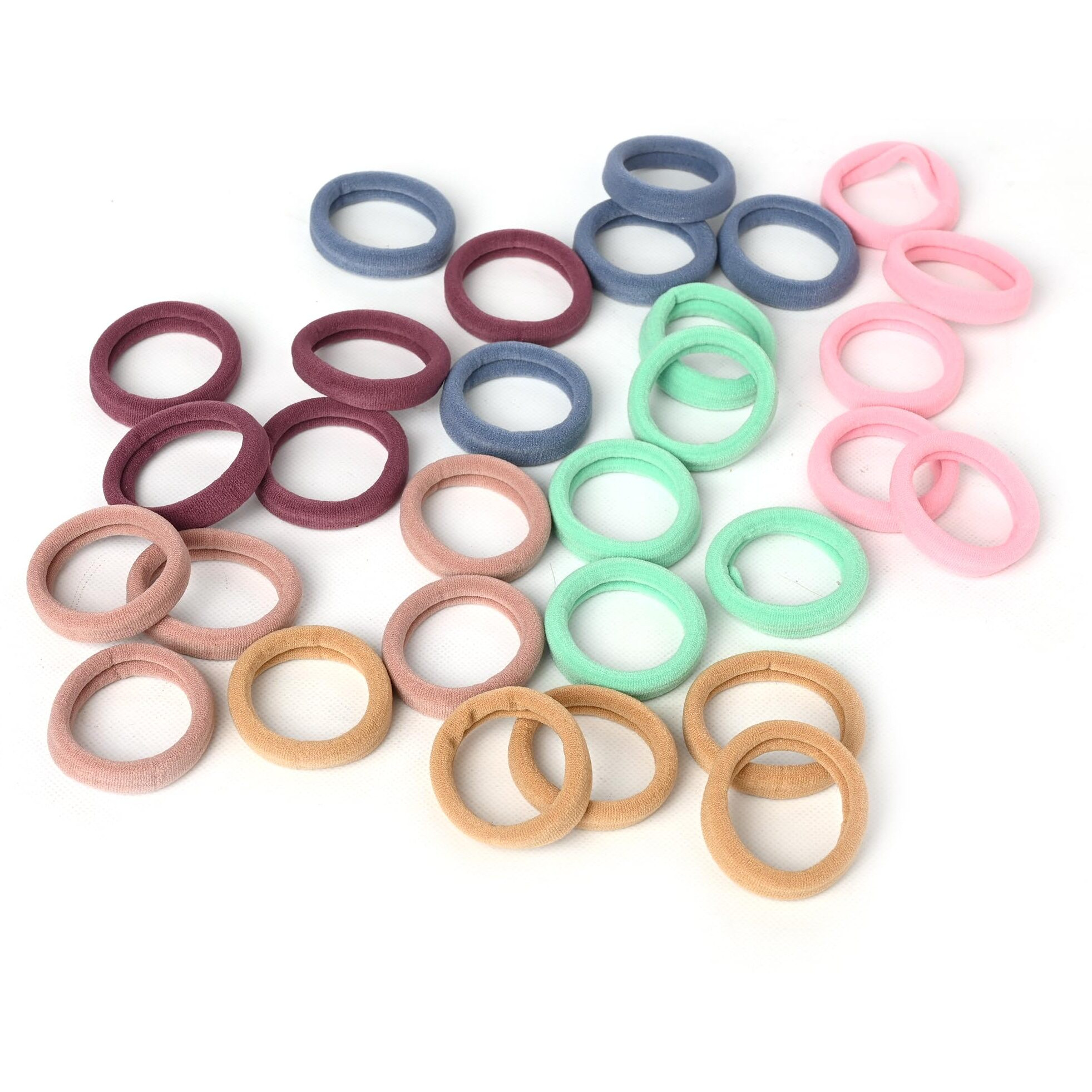 Diversa Seamless Thick Cotton Hair Rubber Bands, Durable Elastic Ties, Ponytail Holders, Hair Accessories For Women & Girls - Natural Colors (Pack Of 100 Pcs)