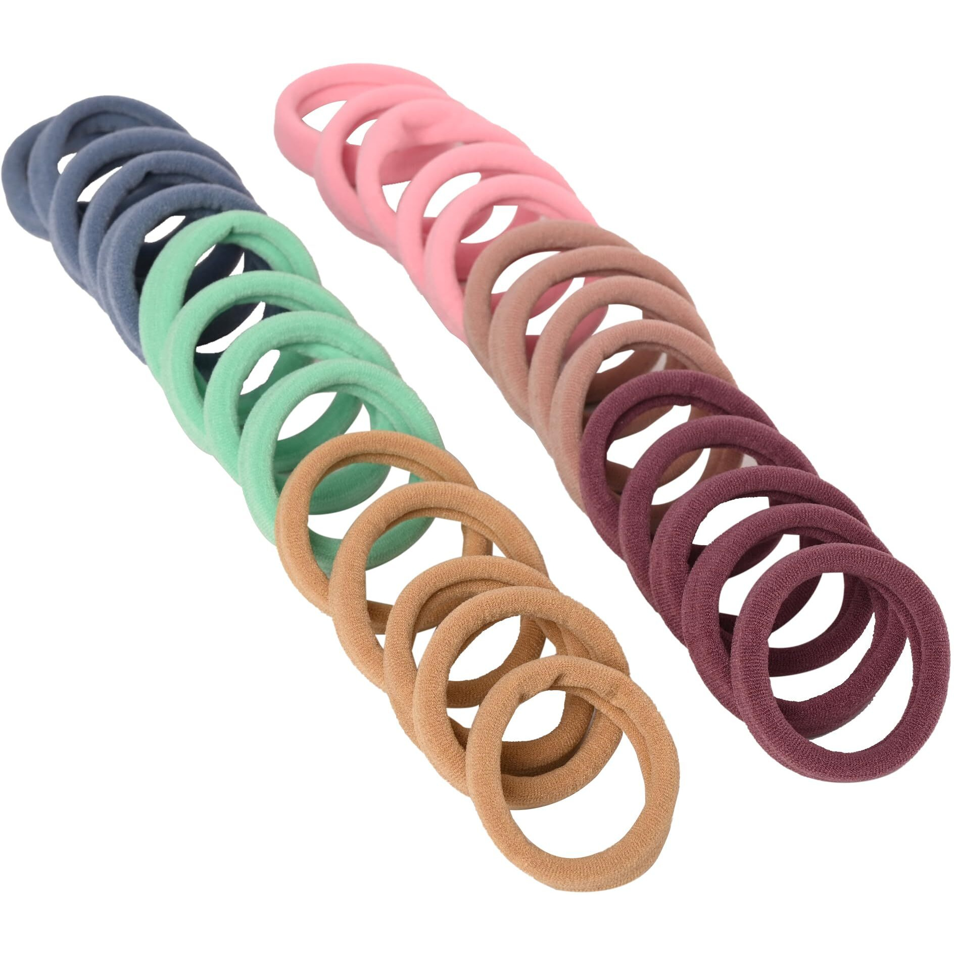 Diversa Seamless Thick Cotton Hair Rubber Bands, Durable Elastic Ties, Ponytail Holders, Hair Accessories For Women & Girls - Natural Colors (Pack Of 100 Pcs)