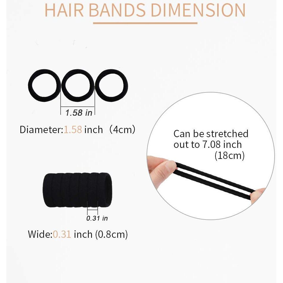 Diversa Seamless Thick Cotton Hair Rubber Bands, Durable Elastic Ties, Ponytail Holders, Hair Accessories For Women & Girls - White & Black (Pack Of 100 Pcs)
