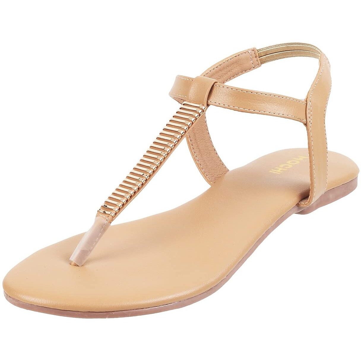Mochi Women Beige Flat Synthetic Sandal Uk/3 Eu/36