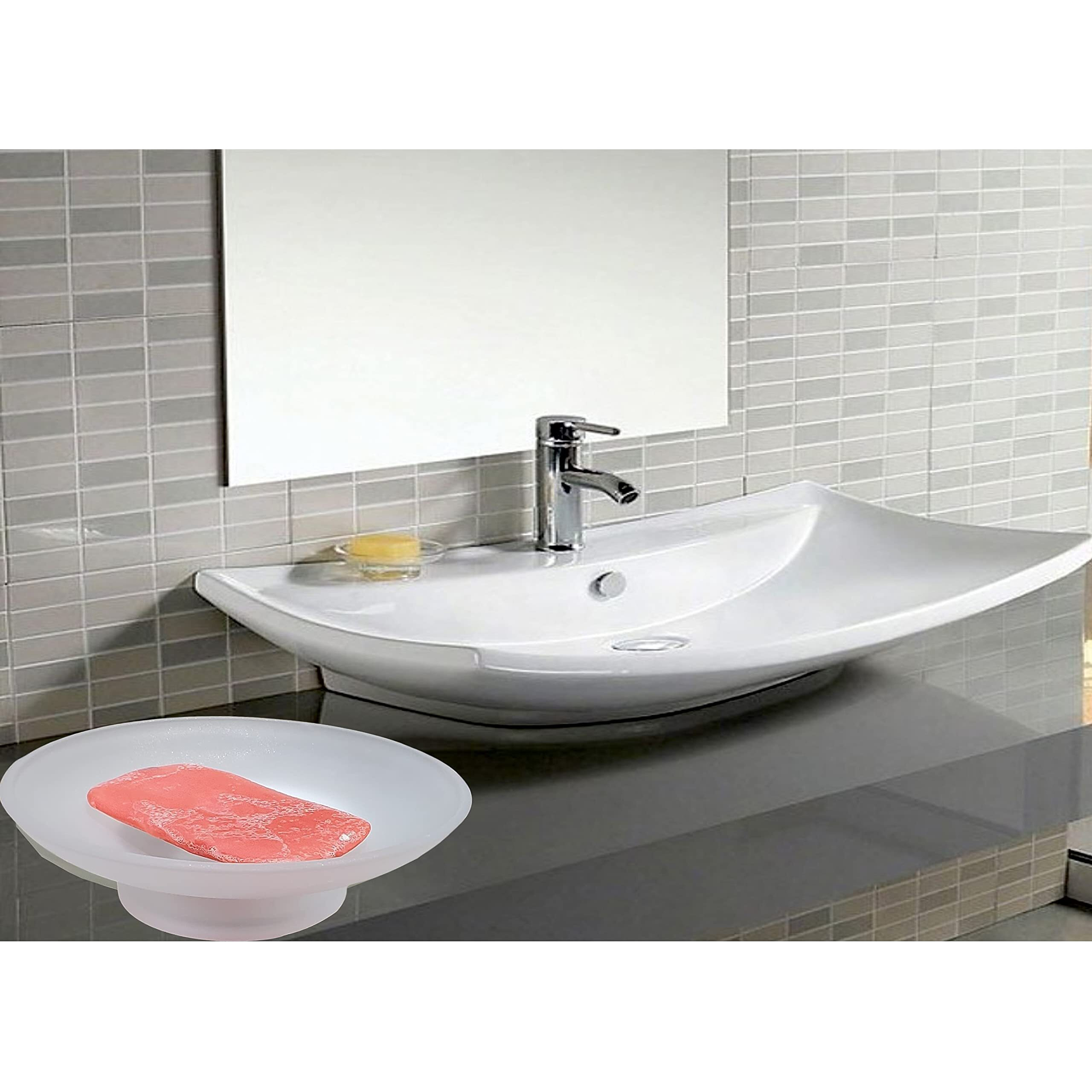 Pure Source India Glass Soap Dish For Bathroom Or Kitchen, (3.25 Inch - 6 Pieces)