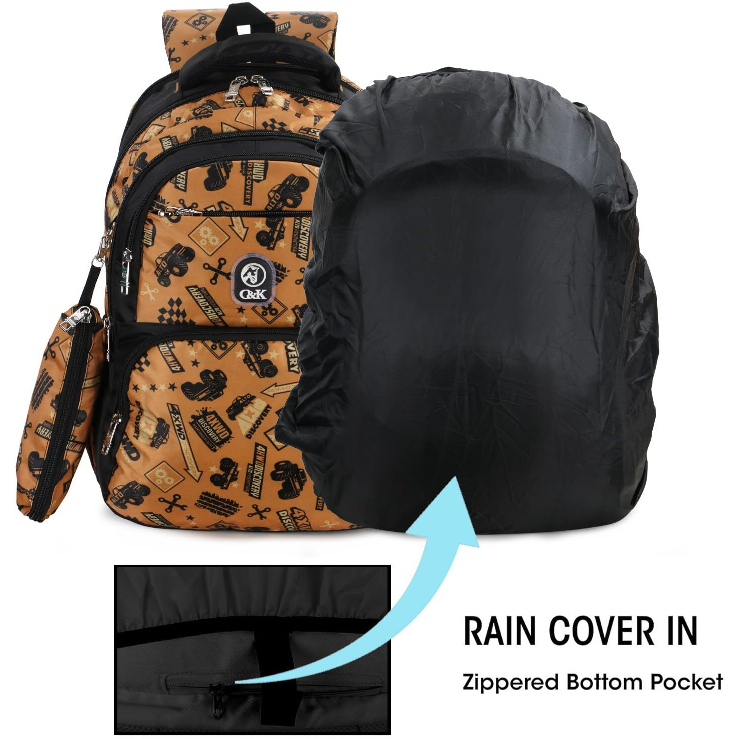 Chris & Kate Boys And Girls Multi-Print School Backpack-Essential For School, College, Daily Use-Includes Free Stationery Pouch And Rain/Dust Cover,35 Litres