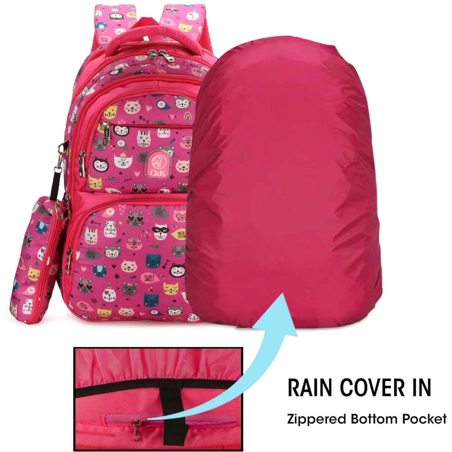 Chris & Kate Multi-Print 35 Litres School Backpack For Boys And Girls - Must-Have For School, College, Casual Use - Includes Free Stationery Pouch And Rain/Dust Cover