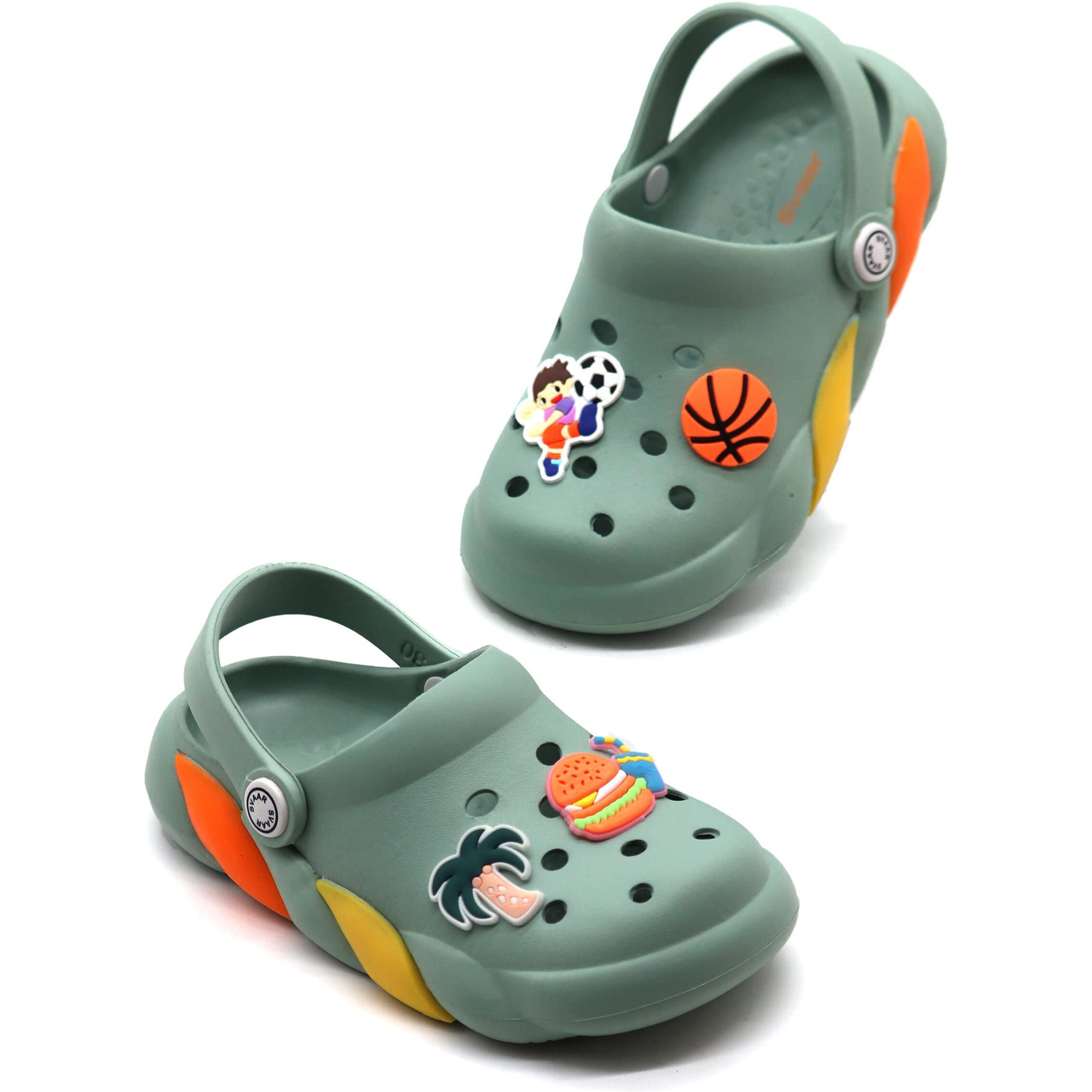 Svaar Slingback Clog Shoes For Boys & Girls || Indoor & Outdoor Sandals Clogs For Kids With 4 Cartoon Charm