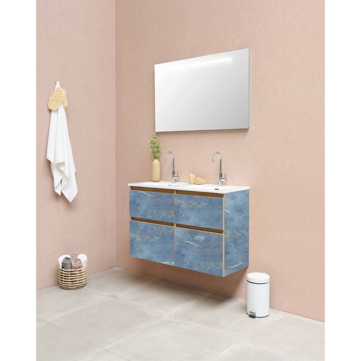 Vaidika Self-Adhesive Wall Sticker Waterproof Anti-Mould And Heat Resistant For Walls Drawer, Marble Kitchen Oil Proof Vinyl Foil Stickers, Kitchen Backsplash Wallpaper (5 M Blue Xo)
