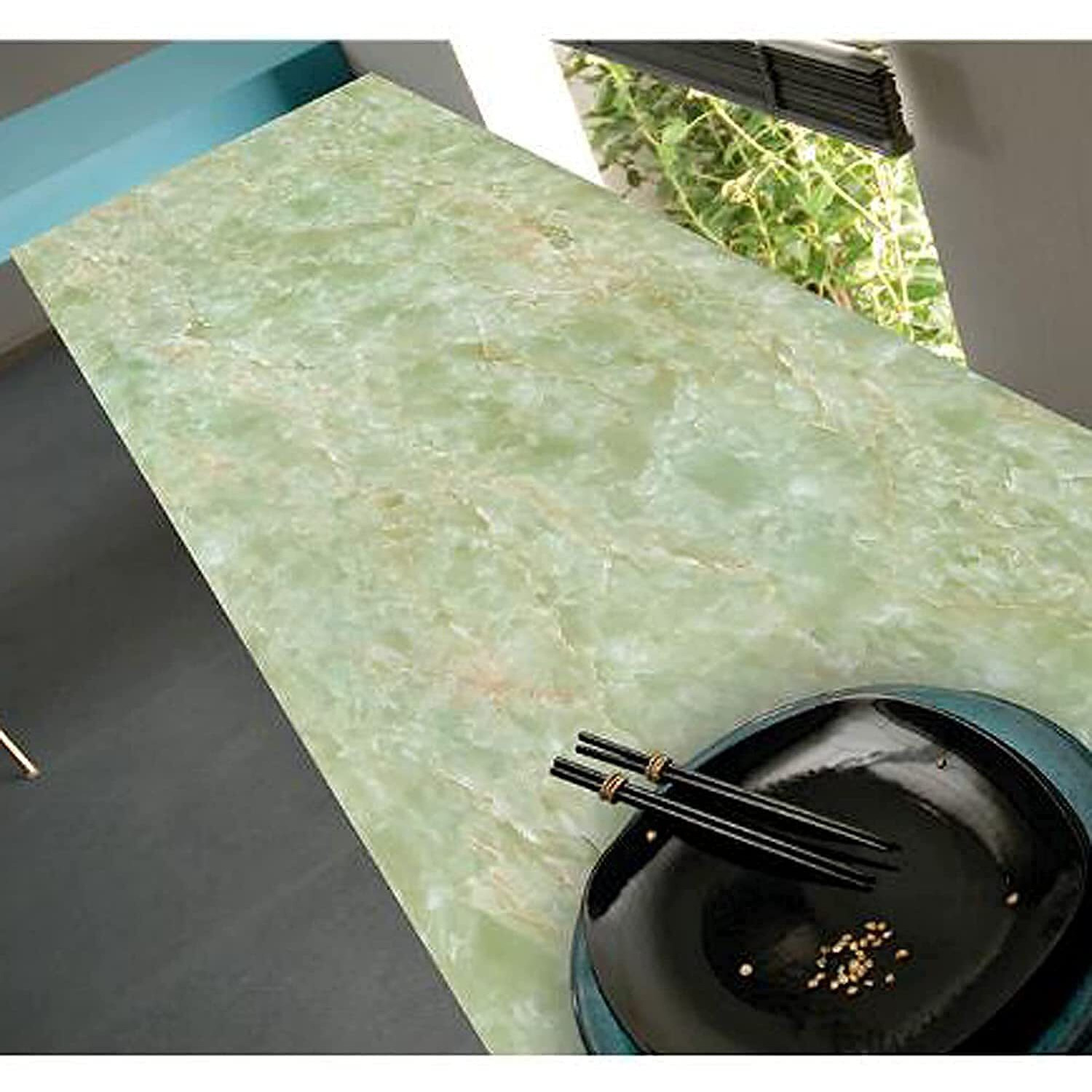 Vaidika Green Marble Kitchen Oil Proof Vinyl Foil Stickers, Kitchen Backsplash Wallpaper, Self-Adhesive Wall Sticker Waterproof Anti-Mould And Heat Resistant For Walls Drawer (2 M Green Xo)
