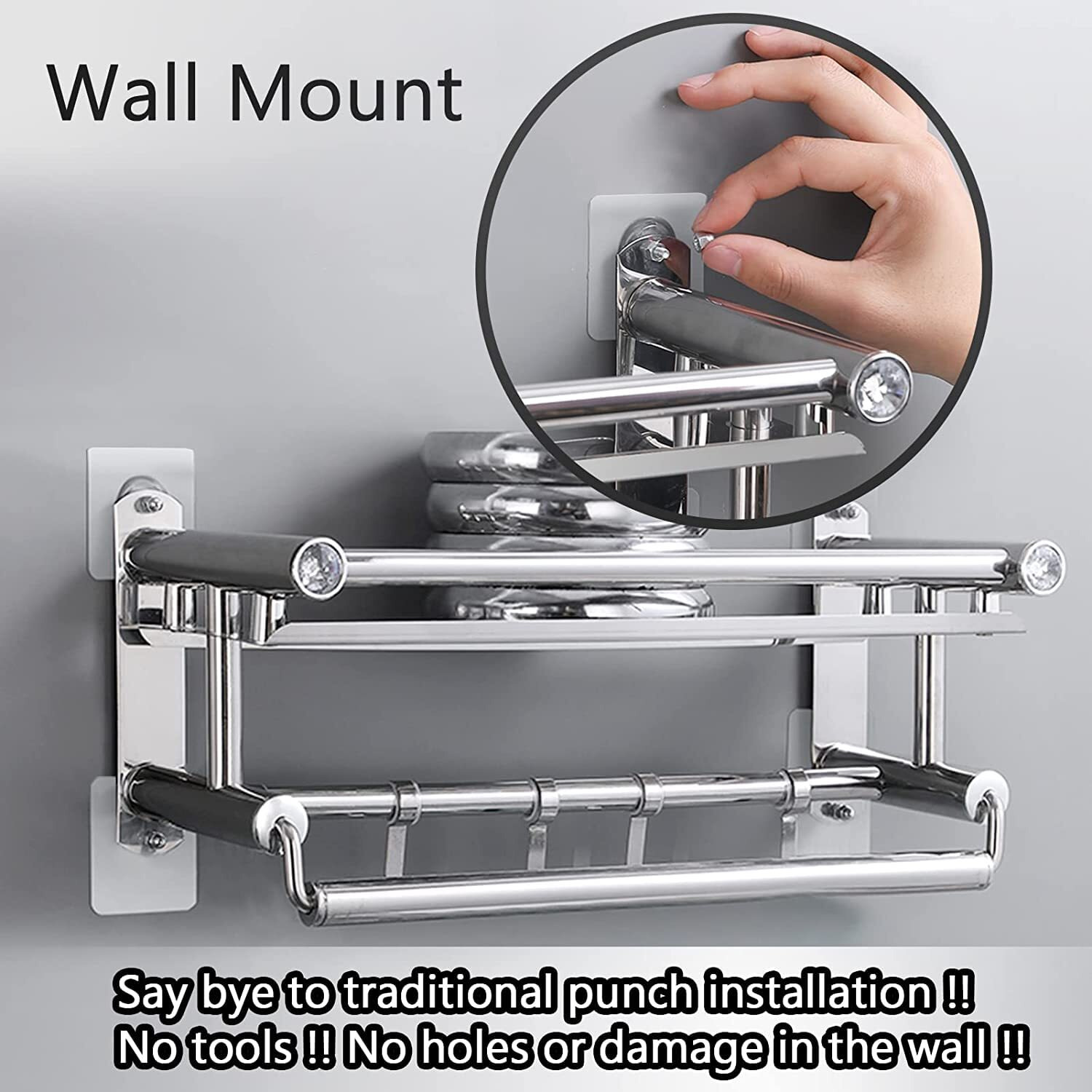 Chillyfit Wall Hooks For Hanging Strong, 20 Pack Screw Hooks Adhesive Hooks For Wall Heavy Duty, Self Adhesive Hook, Wall Hangings, Sticky Photo Frame Hangers,Stainless Steel, Transparent