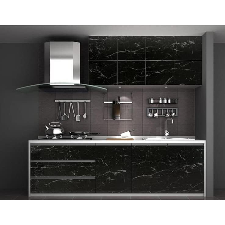Dobariya Empire Wall Stickers Marble Wallpaper (200Cm X 60Cm) For Furniture Kitchen, Cabinets, Almirah, Tabletop, Plastic Table, Wooden Table, Wardrobe, Renovation Pvc Diy Self Adhesive Sticker (Black Marble, Pack Of 1)