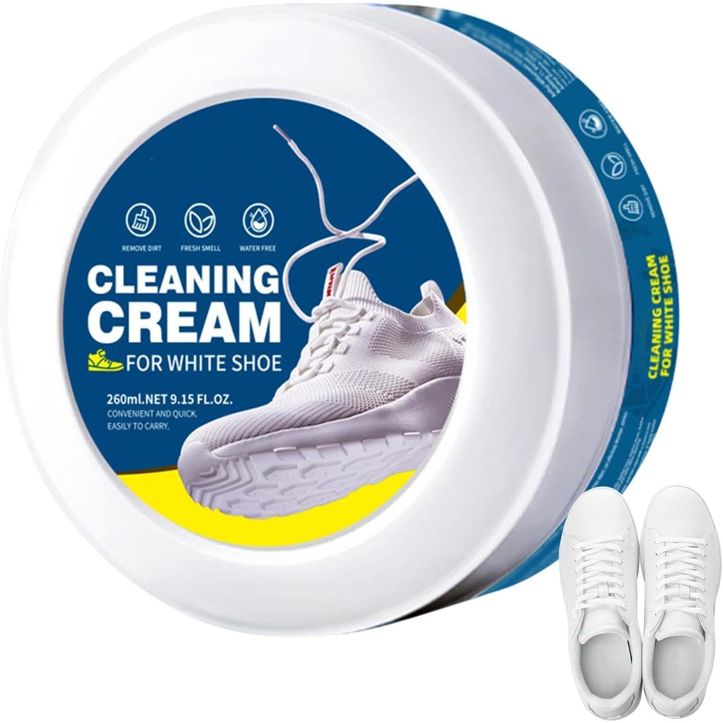 Jicoot White Shoe Cleaning Cream, Practical Shoe Cleaning Kit - Shoe Cream With Sponge, Shoes Whitening Cleansing, Stain Remover Cleansing Cream For Shoe, Sneaker, No-Wash, For Leather Shoes