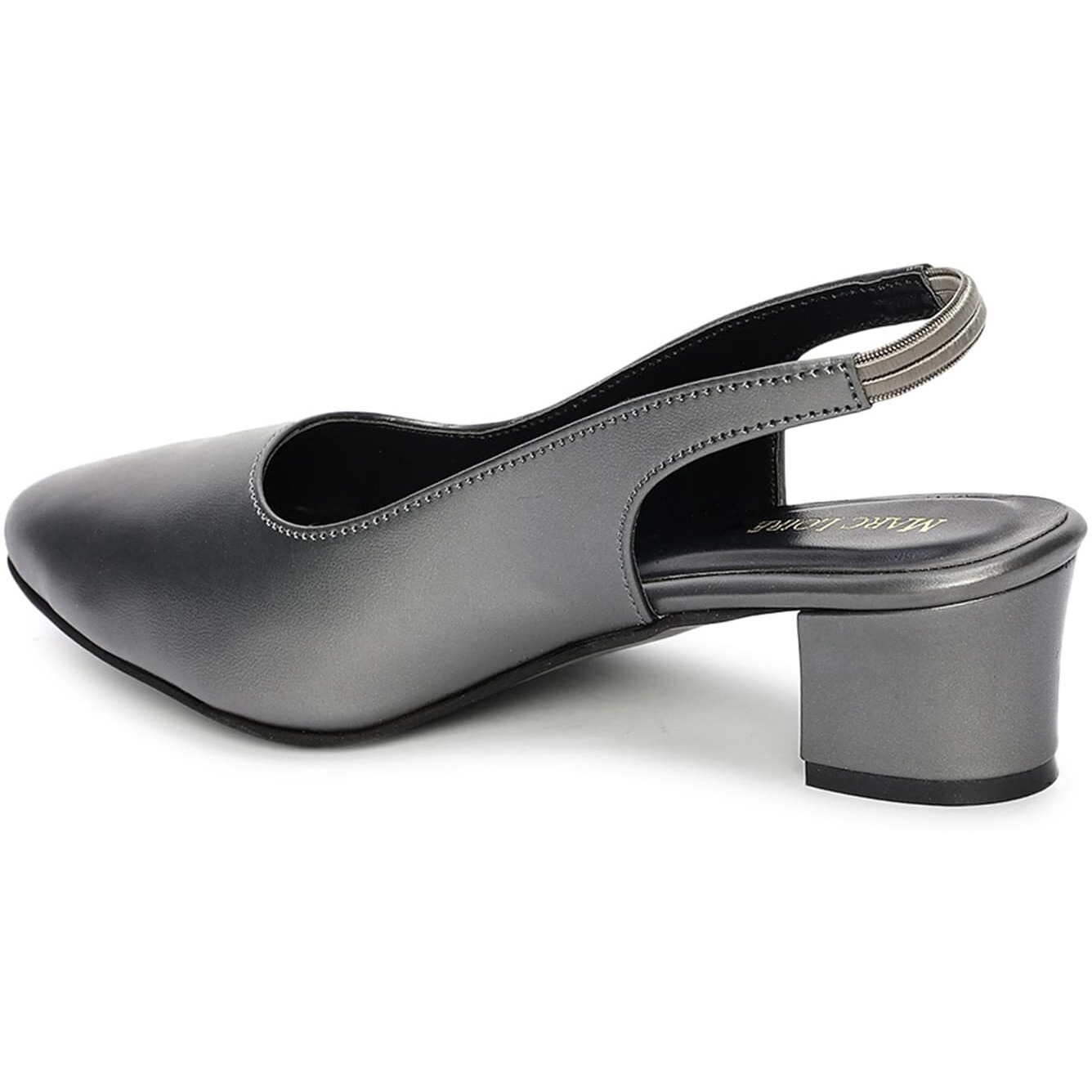 Marc Loire Comfortable Block Heel Sandals For Womens & Girls (Gun Metal, Numeric_5)