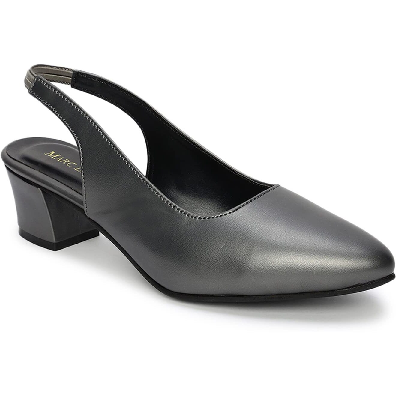 Marc Loire Comfortable Block Heel Sandals For Womens & Girls (Gun Metal, Numeric_8)