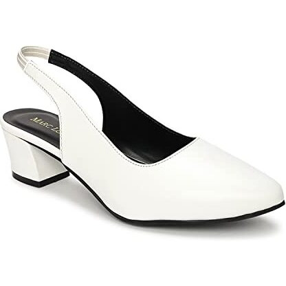 Marc Loire Comfortable Block Heel Sandals For Womens & Girls (White, Numeric_3)