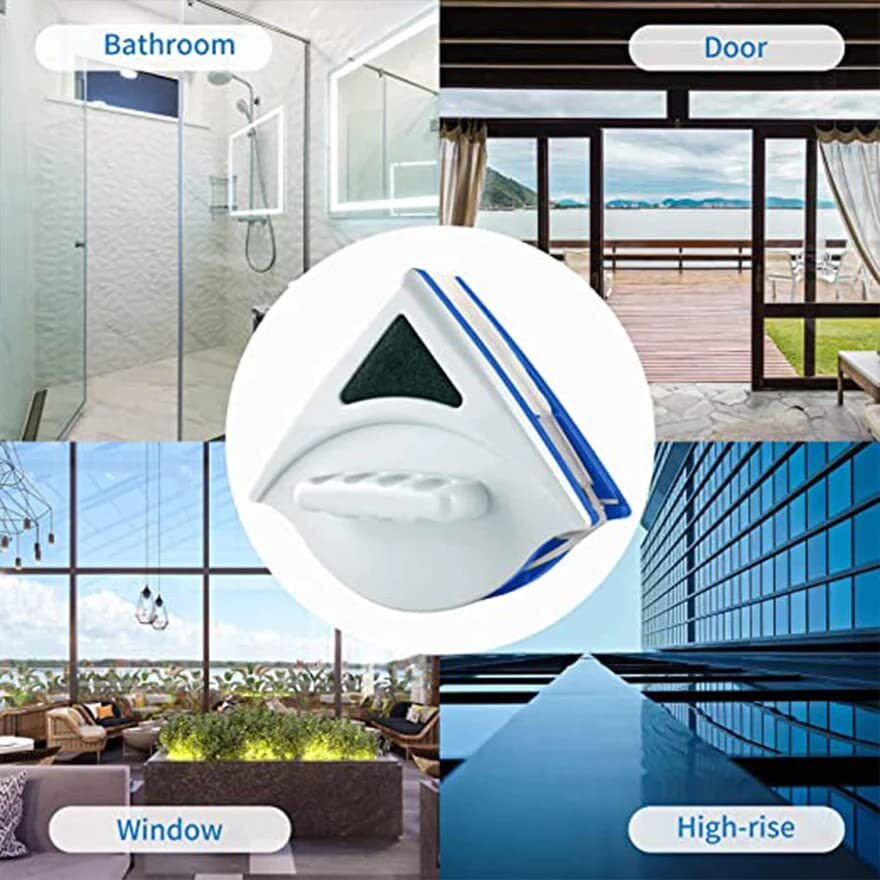 Morton Davies Magnetic Window Cleaner Double-Side Glazed Two Sided Glass Cleaner Wiper With 2 Extra Cleaning Cotton Cleaner Squeegee Washing Equipment (Multicolor)