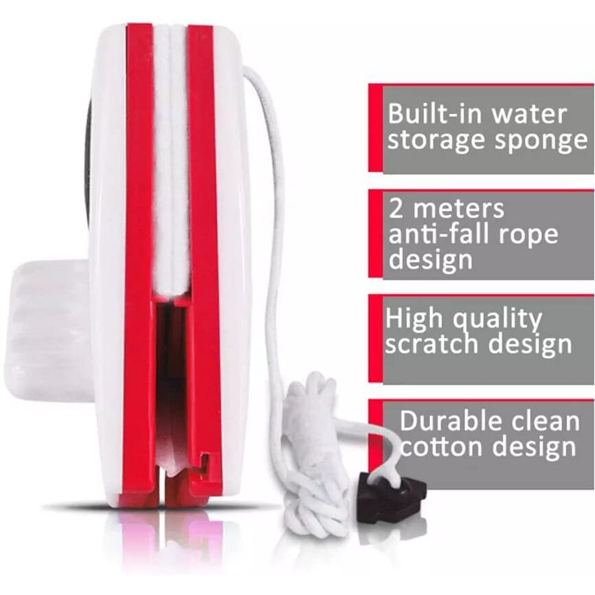 Morton Davies Magnetic Window Cleaner Double-Side Glazed Two Sided Glass Cleaner Wiper With 2 Extra Cleaning Cotton Cleaner Squeegee Washing Equipment (Multicolor)