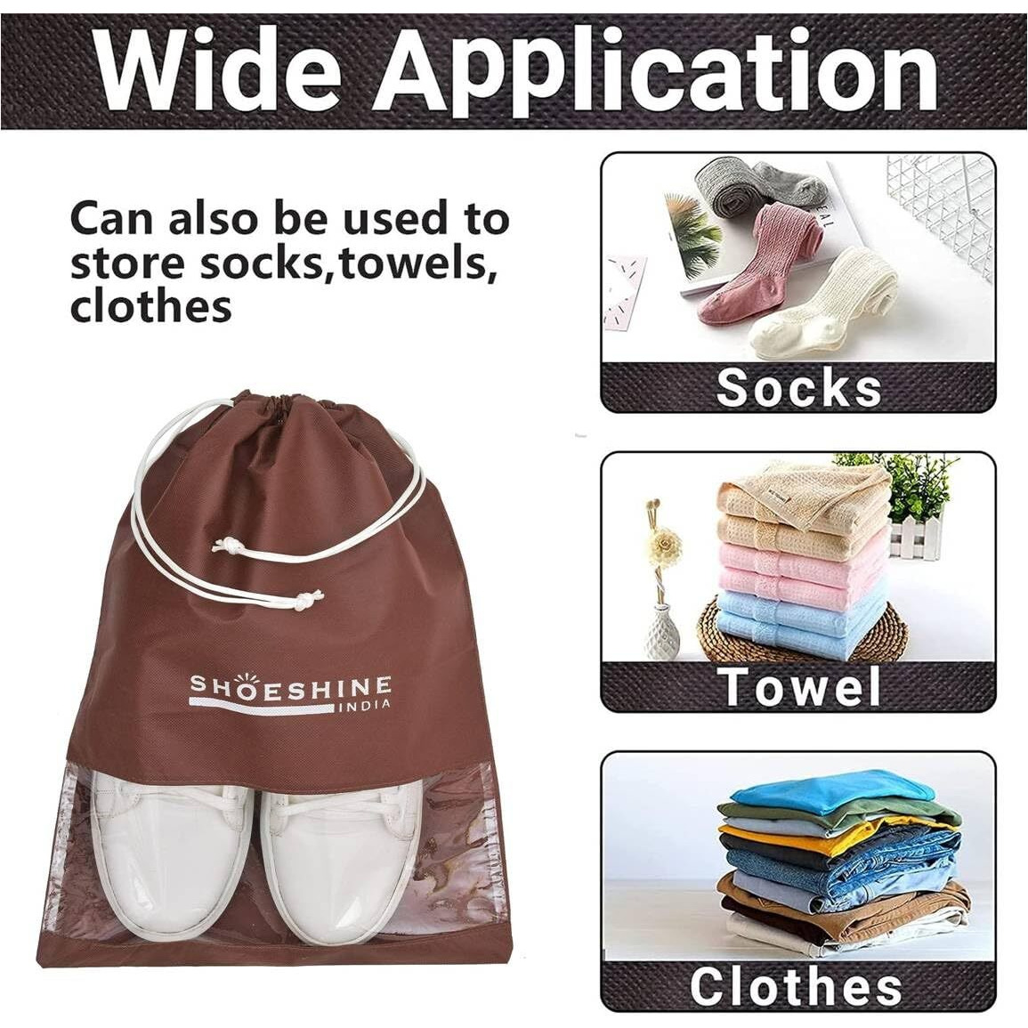 Shoeshine Shoe Bag Travel Essential Packing Organizer For Men Women Or Kids Pouches For Homr Storage Shoes- Pack Of 24 Cover