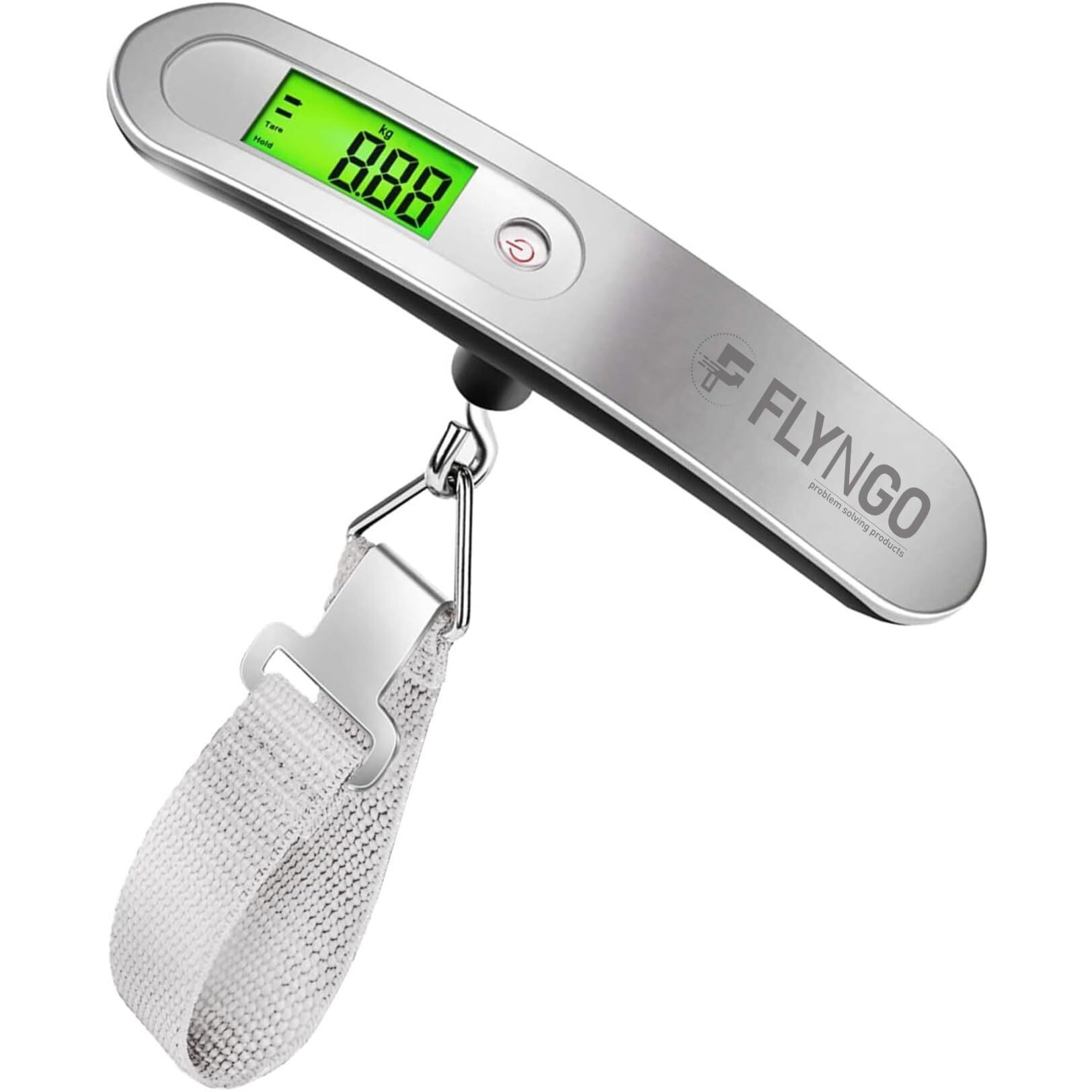 Flyngo Weight Machine For Luggage Weighing Scale For Luggage Capable Up To 50 Kg With Lcd Display Luggage Scale For Bags, Travel, Flights, Home, Shop, Gas Cylinder (A1), Silver