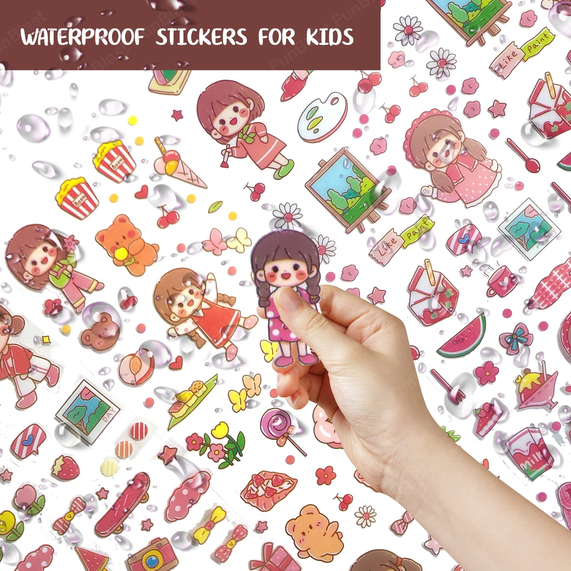 Funblast Cute Cartoon Theme Kawaii Stickers-20 Pet Sheets Cute Washi Stickers For Project,Japanese Style Girls Paper Sticker Set,Size Of Each Sheet-40X8Cms(Color&Design May Vary)Self Adhesive