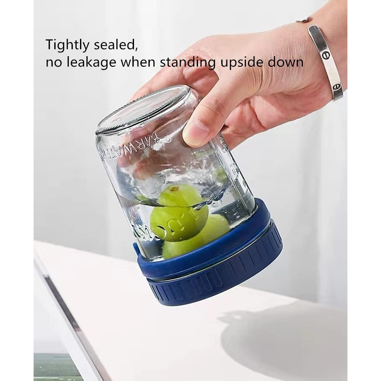 Ash & Roh Overnight Oats Containers With Lids And Spoons 350 Ml Glass Mason Jars For Overnight Oats Leak Proof Oatmeal Container Great For Cereal Fruit Vegetable Milk Salad Yogurt (Blue 3)