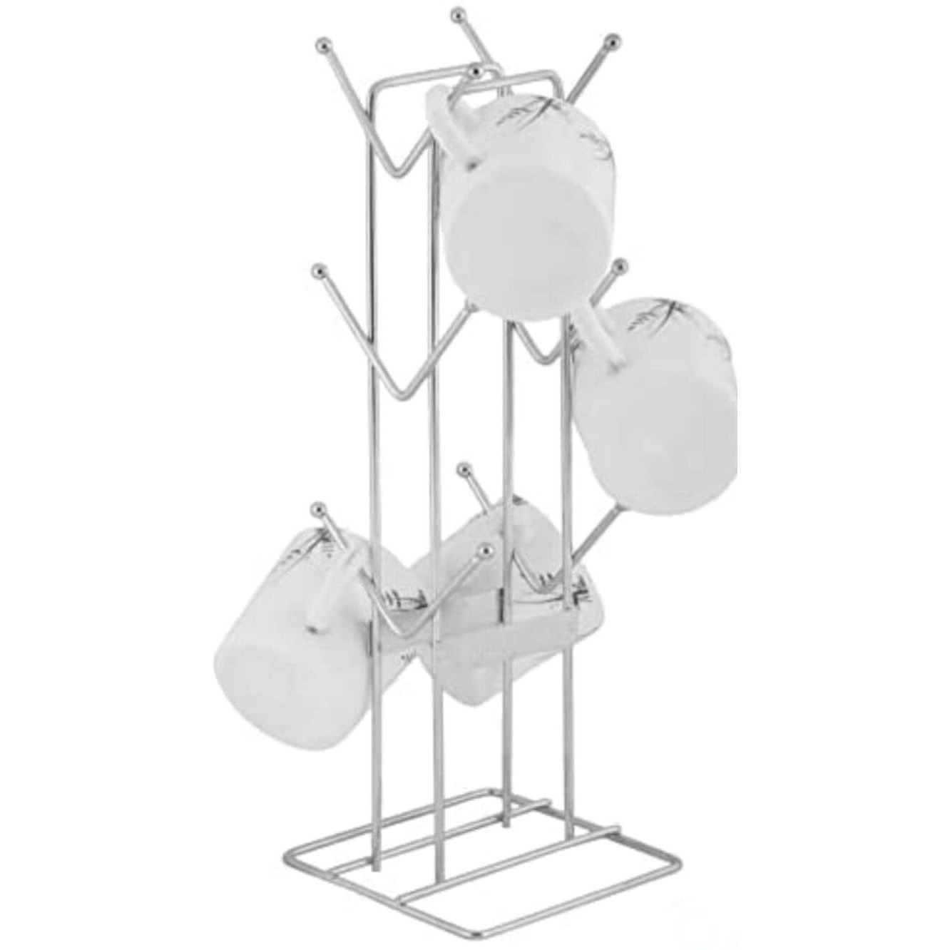 Ab99 Collection Stainless Steel Stand For Kitchen Cabinet, Countertop Rack, Coffee And Tea Mug Holder, Dinning Tabel Cup Stand, Cup And Mug Holder For 12 Cups (Silver) (Pack Of 1)