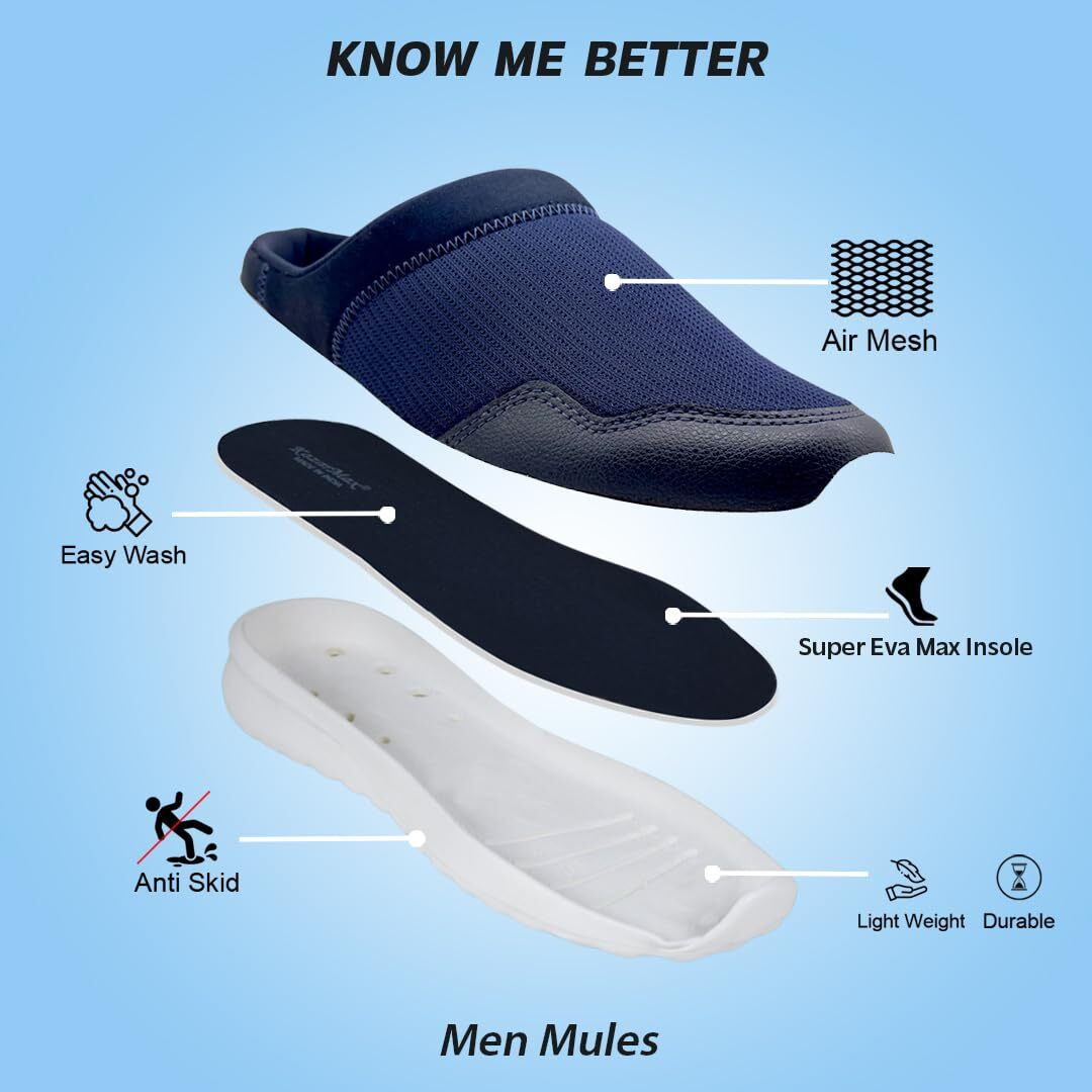 Kazarmax Men's Navy Cushioned Comfortable Lightweight Mule -11 Uk