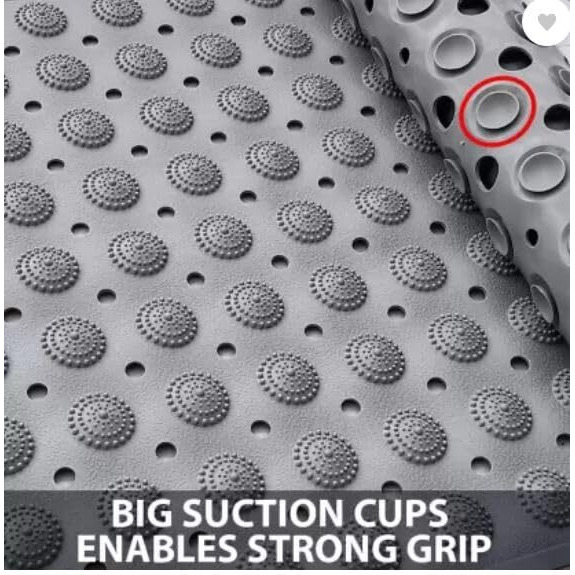 Vdnsi Anti Slip Bathroom Mat Rubber Bath Mats Floor Rectangle Anti Skid Mats For Bathing Area Shower Mat With Strong Suction Cups & Drain Holes 35X70 Cm (Grey)