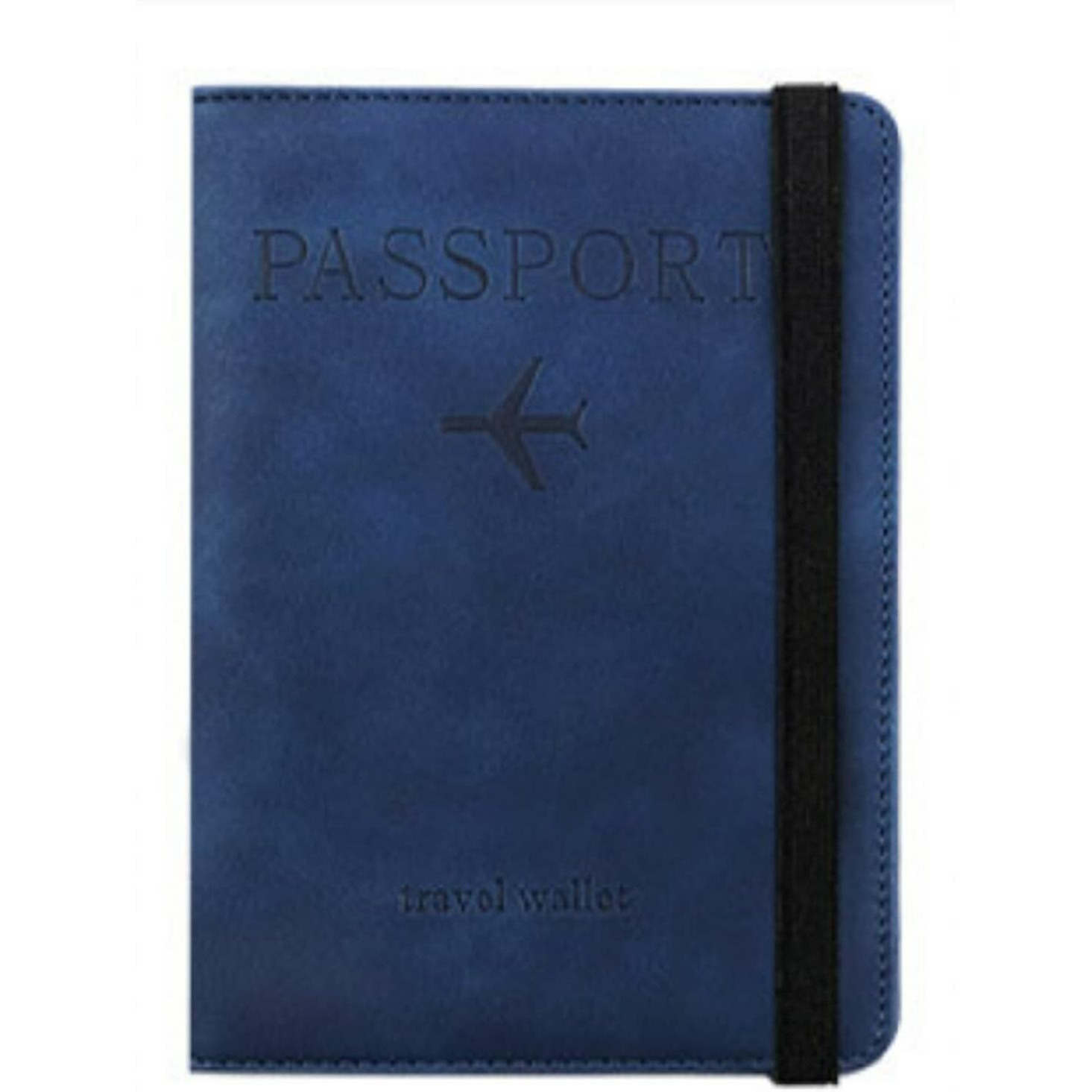 Vogard Slim Leather Travel Passport Wallet Casual Solid Credit Card Holder Money Wallet Id Multifunction Documents Flight License Purse - Deep Blue