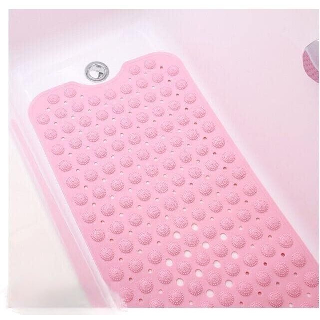 Vdnsi Anti Slip Bathroom Mat Rubber Bath Mats Floor Rectangle Anti Skid Mats For Bathing Area Shower Mat With Strong Suction Cups & Drain Holes 35X70 Cm (Pink)