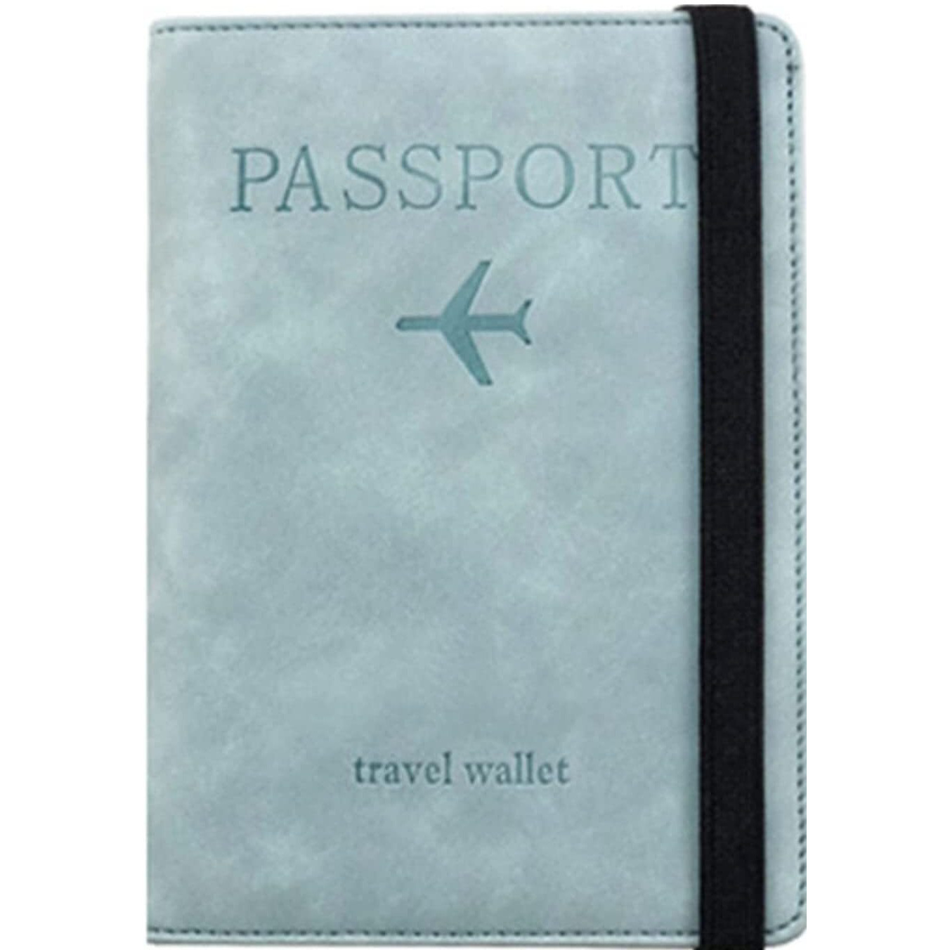 Vogard Slim Leather Travel Passport Wallet Casual Solid Credit Card Holder Money Wallet Id Multifunction Documents Flight License Purse - Sky Blue