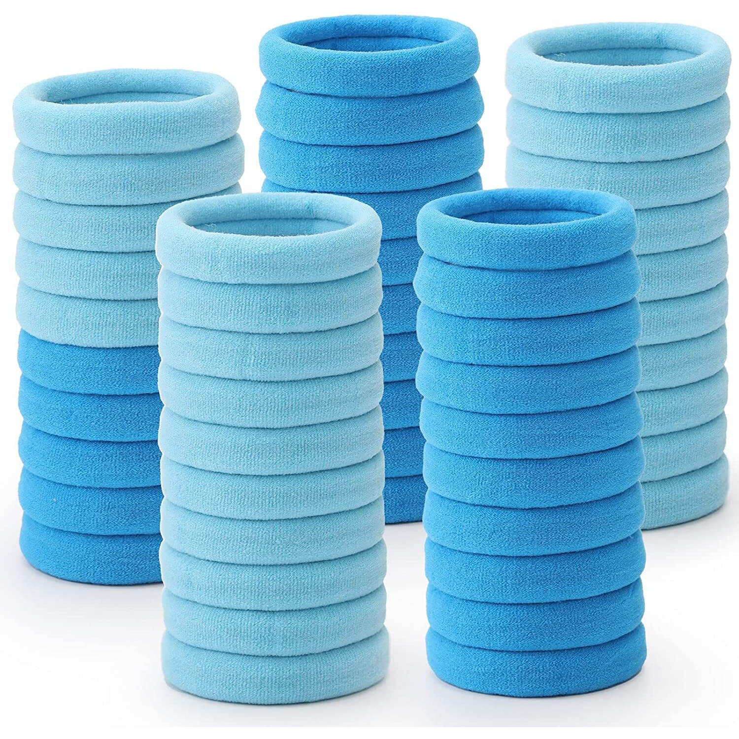 Diversa Hair Ties, Ponytail Holders For Thick Thin Hair, Elastic Hair Ties For Women, Girls, No Cease Nylon Hair Ties, Soft Seamless Hair Bands, No Damage (Skyblue, Pack Of 30 Ps)