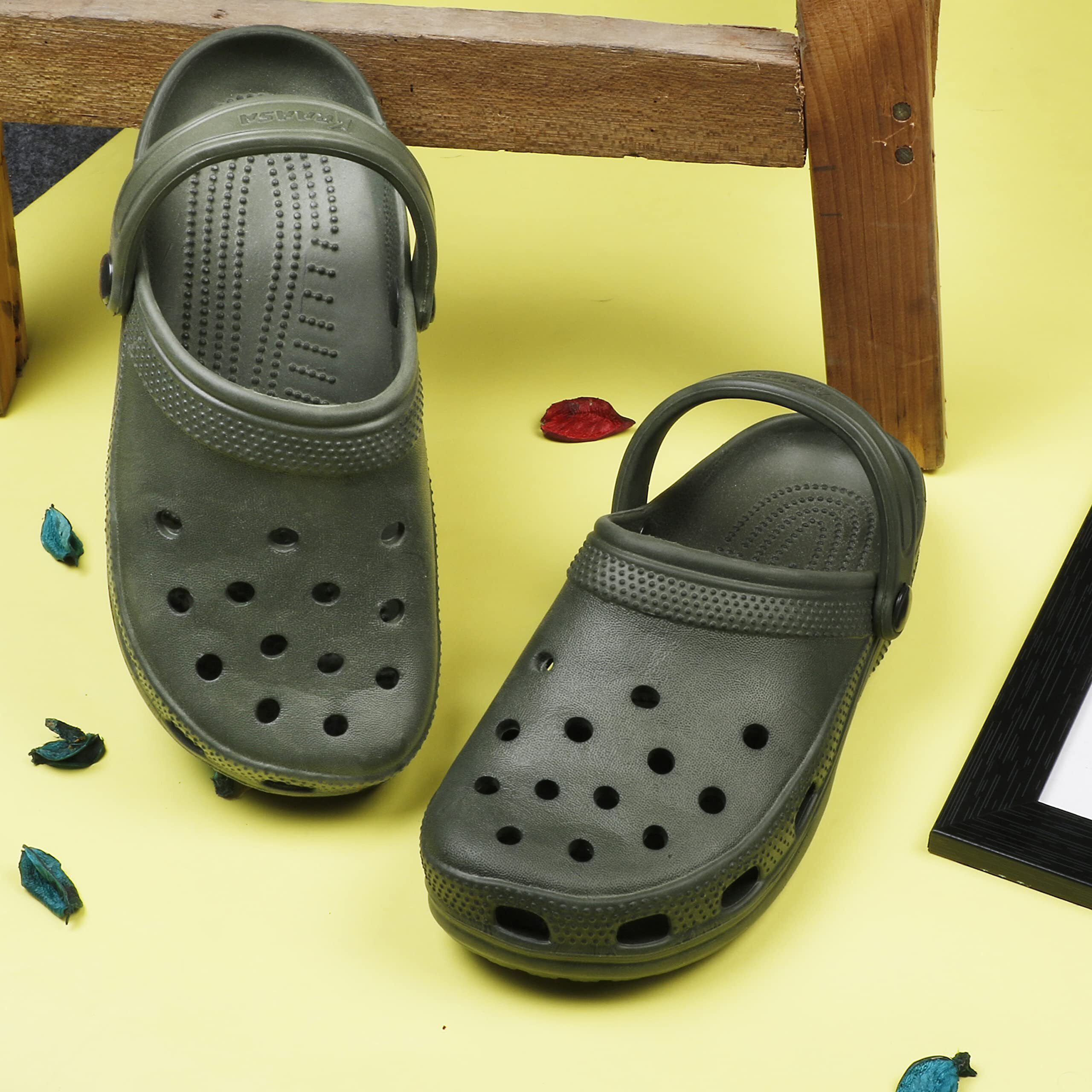 Kraasa Clogs For Men, Casual Sandals For Men, Walking Clogs For Men's Mehandi Uk 7