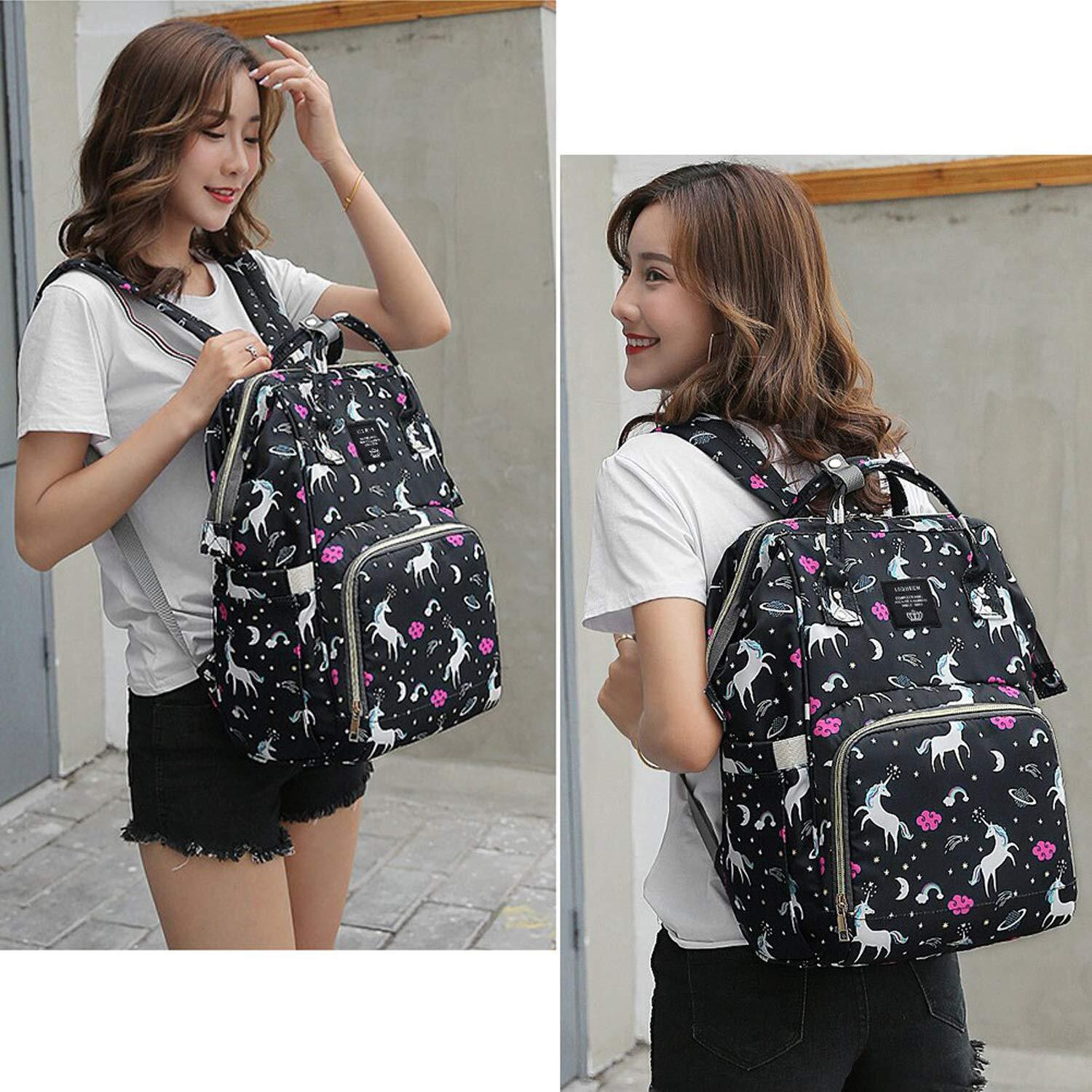 House Of Quirk Baby Diaper Bag Maternity Backpack (Black Cat Cloud)