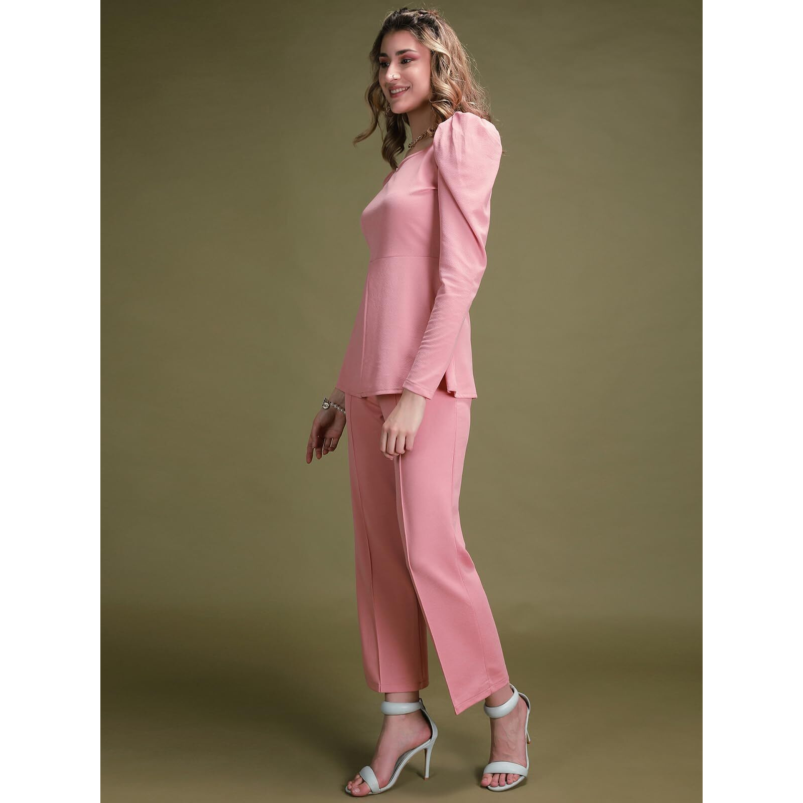 Siril Co Ord Set For Women | Co Ord Set For Women Stylish | 2 Piece Co-Ord Set | Travel Co Ord Set For Women | Office Wear Cord Set For Women (485Tk10672-S_Peach)