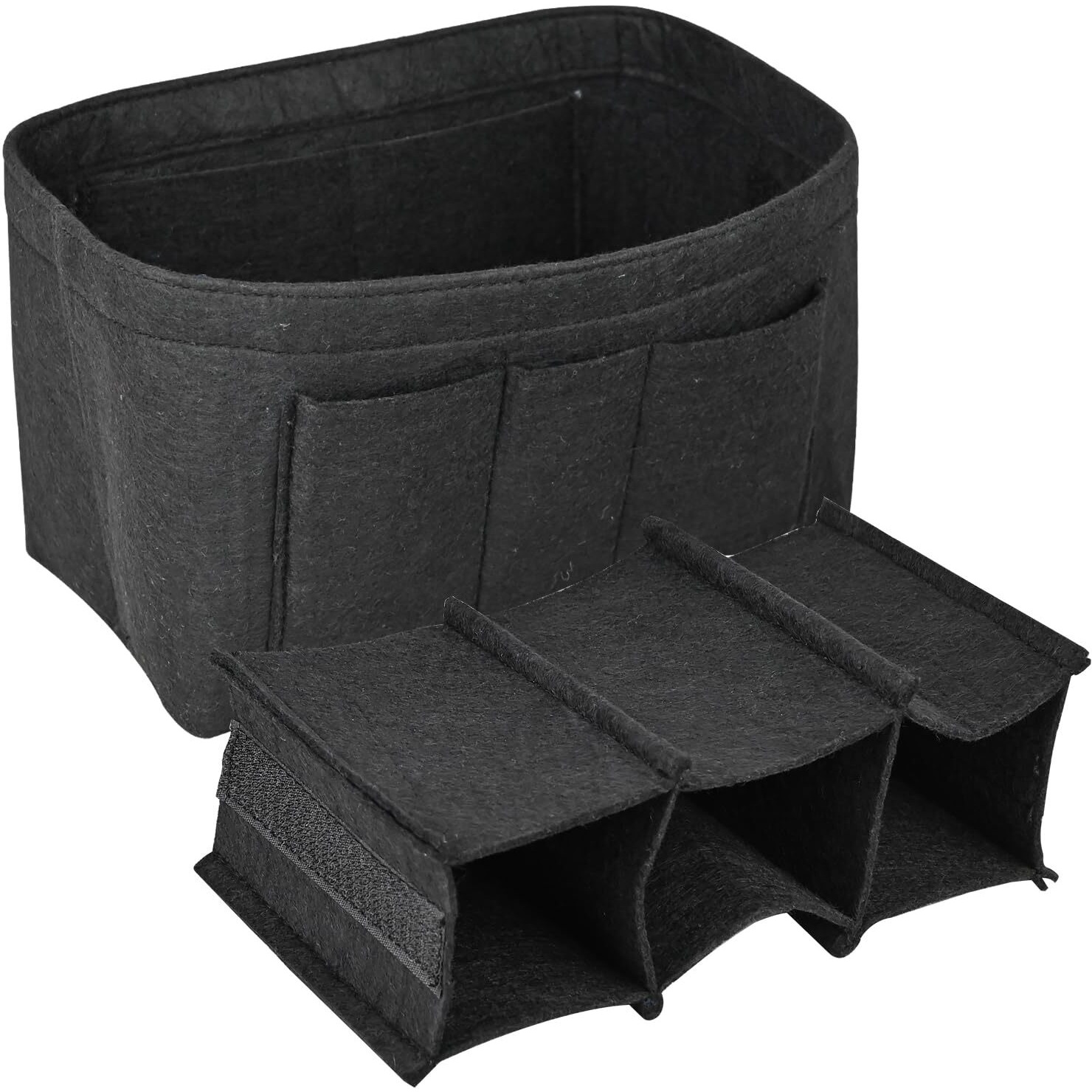 Greensheep Women Felt Purse Organizer Storage Bag For Ladies Handbag Tote Bag Glasses Keys- (Black, Small, 8.85X4.5X5.5 Inch)