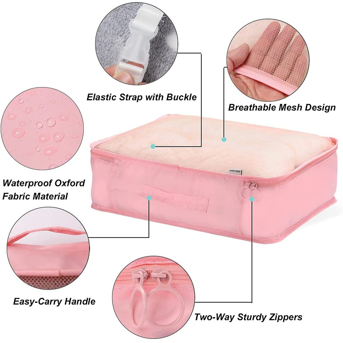 Petrice Travel Organizer, Packing Cubes For Travel, Travel Essentials, Toiletry Bag, Packing Bags For Clothes, Travel Organizer For Women, Travel Pouch, Packing Cubes Travel Organizer (Pink)