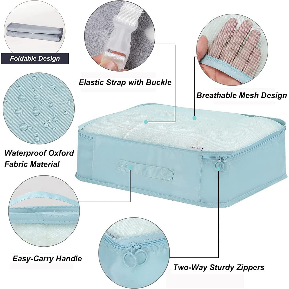 Petrice Nylon Travel Organizer, Packing Cubes For Travel, Travel Essentials, Toiletry Bag, Packing Bags For Clothes, Travel Organizer For Women, Travel Organizer (Light Blue, 32.004 Cm, 11.9 Cm)
