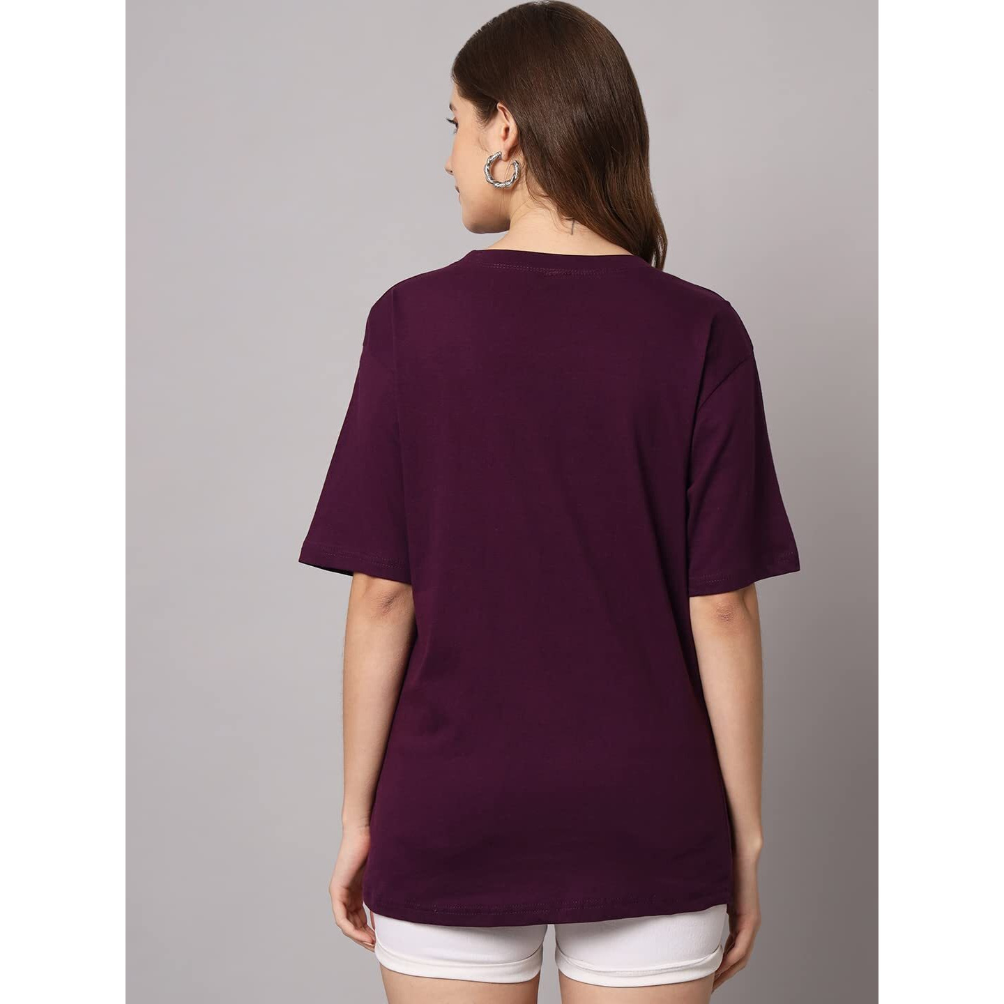 Funday Fashion Cotton Short Sleeve Oversized T-Shirt For Women (Pack Of 2) (Xx-Large, Wine & Cool Blue)