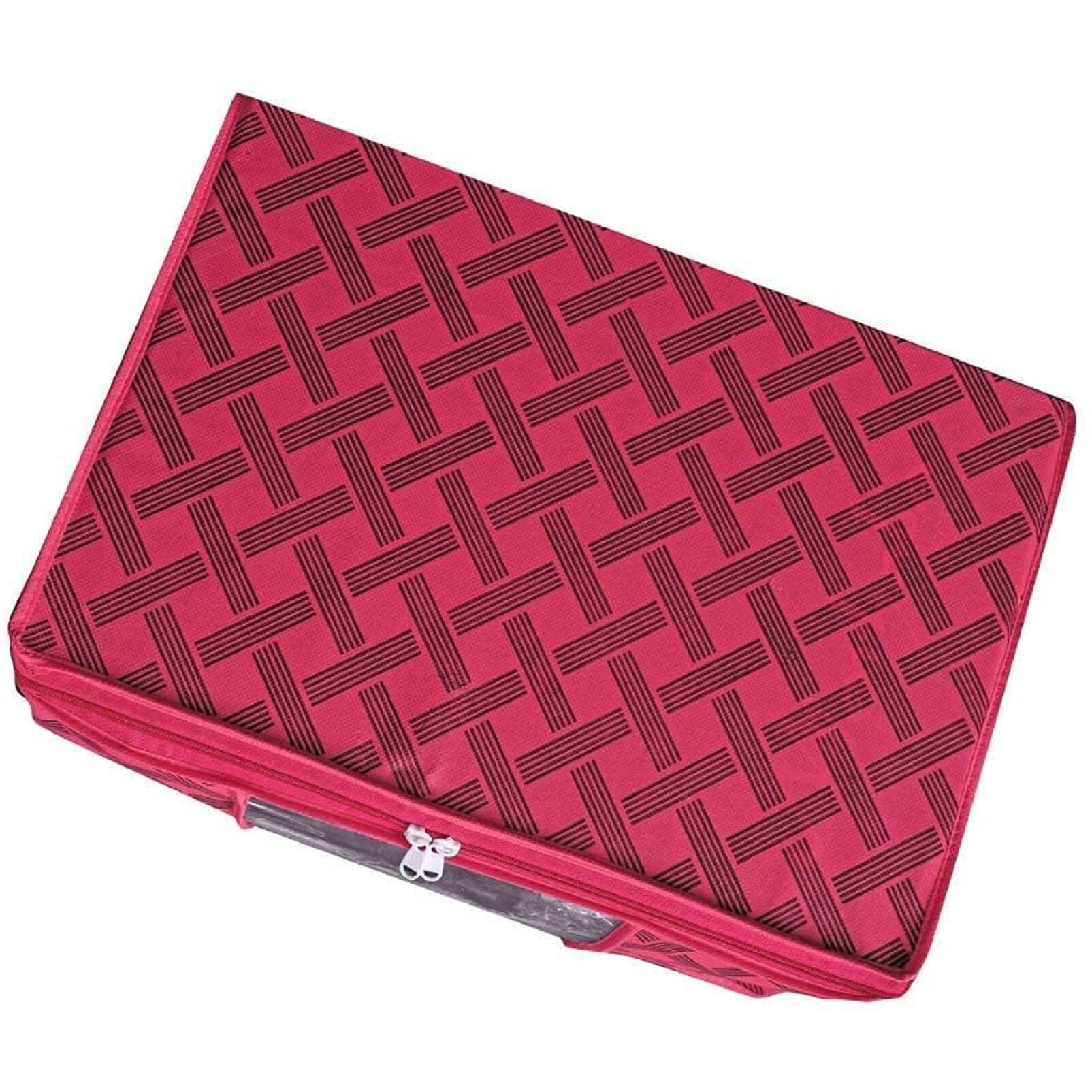 Acnos Premium Brand Metalic Pink Design Pink Chain 12 Piece Non Woven Large Size Saree Cloth Cover Set Pack Of 4