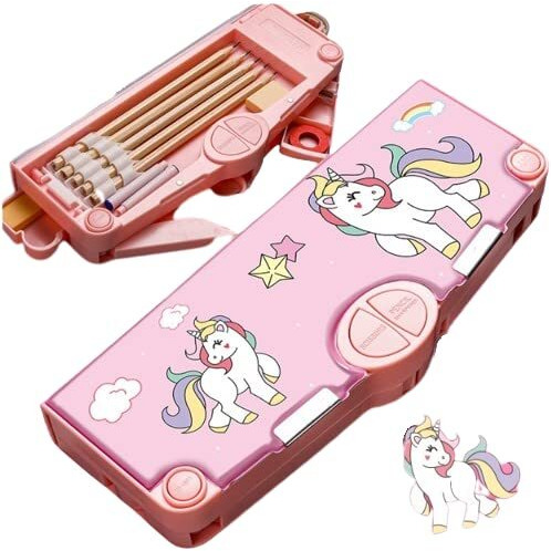 Invite Enterprise Plastic Multifunctional Pencil Box For Kids,Unicorn Boys,Kids Boys & Girls,Magnetic Boys,Pop Up Box,Unicorn Theme Return Gifts Kids (Unicorn)-Pink