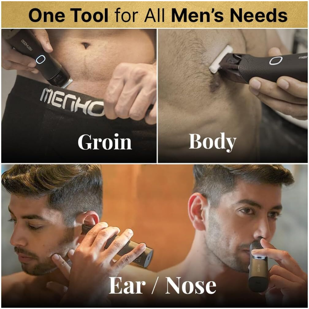 Menhood Grooming Trimmer Ultra For Men Multi-Purpose Trimmer For Groin,Body,Ear&Nose,Beard Hair|Rechargeable|Waterproof|Fast Charging|Cordless|180 Min Run-Time|Precise Trimming,Battery Powered